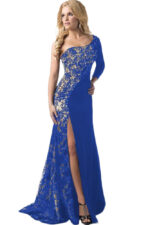 Women Cocktail Party Dress Formal Wedding Bridesmaid Long Blue Floral Gown - Celino Corp.
