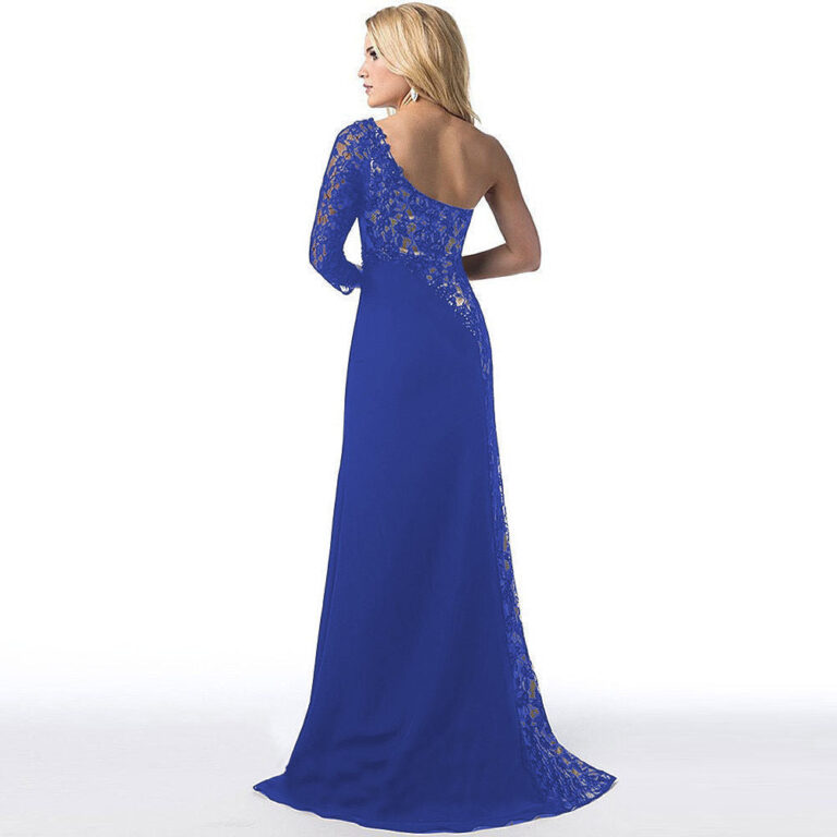 Women Cocktail Party Dress Formal Wedding Bridesmaid Long Blue Floral Gown - Celino Corp.