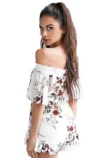Celino Women's Floral Printed Off Shoulder Short Sleeve White Mini Dresses - Celino Corp.