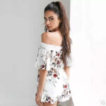 Celino Women's Floral Printed Off Shoulder Short Sleeve White Mini Dresses - Celino Corp.
