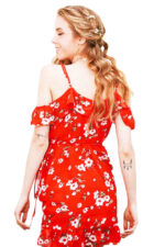 Celino Women's Summer Sexy Red Floral Printed Off Shoulder Beacwear Mini Dress - Celino Corp.