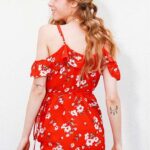 Celino Women's Summer Sexy Red Floral Printed Off Shoulder Beacwear Mini Dress - Celino Corp.