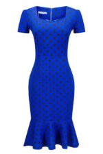 Celino Women Slim Mermaid Bodycon Dress Polka Dot Formal Office Pencil Dress - Celino Corp.