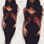 Celino Women Floral Embroidery Flower Print Off-shoulder Sleeveless Dresses - Image 4