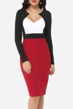 Ladies Fashion Clothes Long Sleeve V-Neck Sexy Modern Womens Official Dress - Celino Corp.