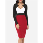 Ladies Fashion Clothes Long Sleeve V-Neck Sexy Modern Womens Official Dress - Celino Corp.