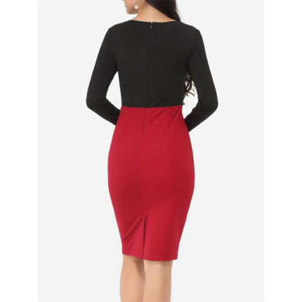 Ladies Fashion Clothes Long Sleeve V-Neck Sexy Modern Womens Official Dress - Celino Corp.