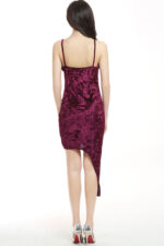 Women's Party Sexy Simple Bodycon Criss-Cross Split V Neck Burgundy Mini Dress - Celino Corp.