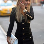 Women Winter V Neck Jacket Coat Medium Long Casual Long Sleeve Dress - Celino Corp.