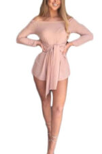 Celino Women's  Off Shoulder Fitted Elegant Sexy Bodycon Jumpsuit Mini Dress - Image 3