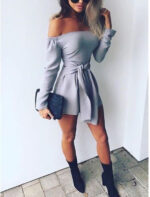 Celino Women's Long Sleeve Off Shoulder Fitted Elegant Sexy Mini Dress - Celino Corp.