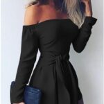 Celino Women's Long Sleeve Off Shoulder Fitted Black Sexy Mini Dress - Celino Corp.