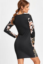 Celino Women's Casual Party Wear Deep V Neck Black Floral Printed Mini Dress - Celino Corp.