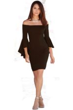 Celino Women's Sexy Black Sheer Mesh Ruffle  Long Sleeve Cutout Top Mini Dress - Image 3