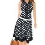 Celino Ladies Sleeveless V-Neck Polka Dot Printed White Mini Dresses - Celino Corp.