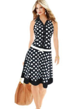 Celino Ladies Sleeveless V-Neck Polka Dot Printed White Mini Dresses - Celino Corp.