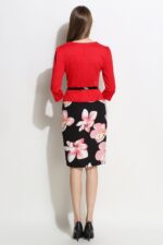Celino Ladies Official Three Quarter Sleeve Floral Printed Pink Mini Dress - Image 4