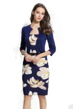 Celino Ladies Official Three Quarter Sleeve Floral Yellow Mini Dress - Image 3