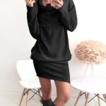 Celino Women's Casual Winter Long Sleeve Jumper Pullover Mini Short Black Dress - Celino Corp.