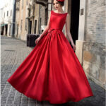 Celino Women's Red Long Gown Floor Length Round Neck Sleeveless Party Dress - Image 4