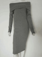Celino Women's Sexy Long Sleeve Off Shoulder Gray Short Midi Dress - Celino Corp.
