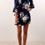 Celino Women's Cocktail Party Blue Floral Printed Off Shoulder Mini Dress - Celino Corp.
