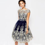 Celino Women's Short Sleeve Floral Lace Blue Mini Dress - Celino Corp.