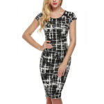 Celino Women's Short Sleeve Office Party Black Pencil Bodycon Dress - Celino Corp.
