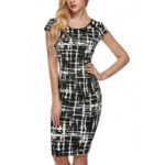 Celino Women's Short Sleeve Office Party Black Pencil Bodycon Dress - Celino Corp.