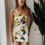 Celino Women's summer White Lemon Print Sleeveless Sexy Mini Slip Dress - Celino Corp.