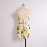 Celino Women's Summer Beach Lemon Printed Spaghetti Strap Short Jumpsuit - Celino Corp.