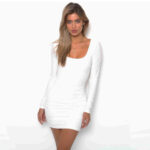 Celino Womens Cocktail Party Long Sleeved Deep O Neck Bodycon Low Back Dress - Celino Corp.