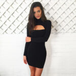 Celino Women Cocktail  Long Sleeve Above Knee-Length Black Bodycon Dress - Celino Corp.