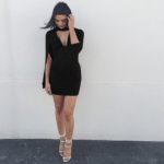 Celino Women's Elegant Sexy Black Flare Sleeve V-Neck Mini Dress