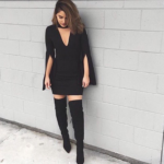 Celino Women's Elegant Sexy Black Flare Sleeve V-Neck Mini Dress - Image 2