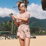 Celino Women Apricot Floral Printed V-Neck Short Sleeve Party Club Mini Dress