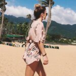 Celino Women Apricot Floral Printed V-Neck Short Sleeve Party Club Mini Dress - Image 2