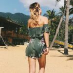 Celino Women Green Floral Print Off Shoulder Short Sleeve Mini Dress - Image 7