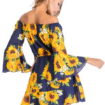 Celino Women's Sexy Blue Sun FLower Off shoulder Mini Dress - Celino Corp.