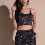 Celino Women's Sexy Black Shooting Star Round Neck Mini Dress - Celino Corp.