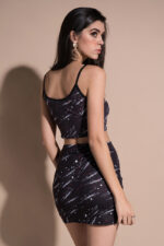 Celino Women's Sexy Black Shooting Star Round Neck Mini Dress - Celino Corp.
