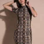 Celino Women's Sexy Brown Snake Skin Mini Dress - Celino Corp.