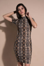 Celino Women's Sexy Brown Snake Skin Mini Dress - Celino Corp.