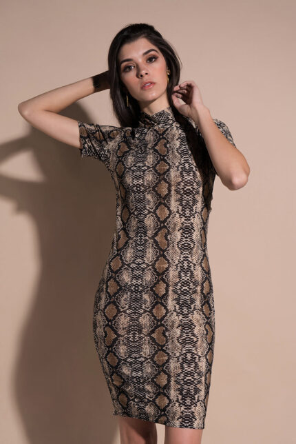 Celino Women's Sexy Brown Snake Skin Mini Dress - Celino Corp.