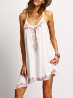 Celino Women's Sexy White Sleeveless Deep Neck Mini Dress - Celino Corp.
