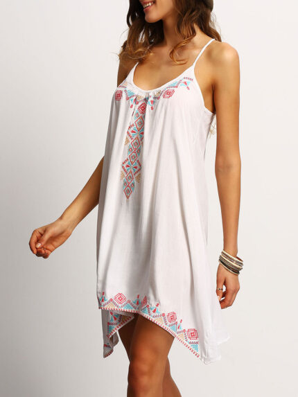 Celino Women's Sexy White Sleeveless Deep Neck Mini Dress - Celino Corp.