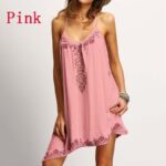 Celino Women's Sexy Pink Sleeveless Deep Neck Mini Dress - Celino Corp.