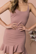 Celino Women's Ruffle Sleeveless Round Neck Pink Sexy Mini  Summer Dress - Image 3