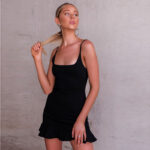 Celino Women's Ruffle Sleeveless Round Neck Black Sexy Mini Summer Dress - Image 2
