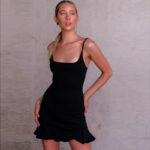 Celino Women's Ruffle Sleeveless Round Neck Black Sexy Mini Summer Dress - Image 3